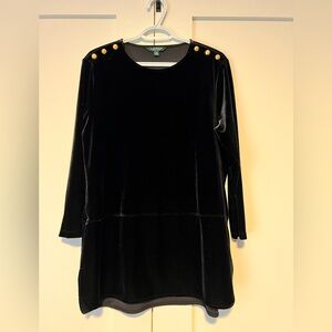 Ralph Lauren Black Velvet Long Sleeve Top
